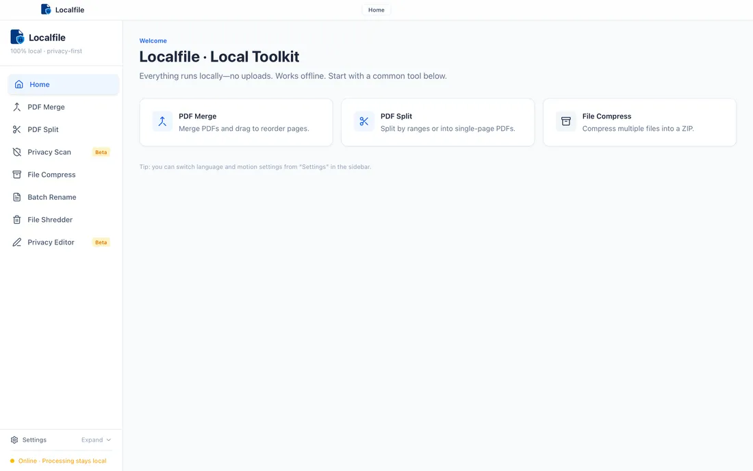 Localfile app screenshot