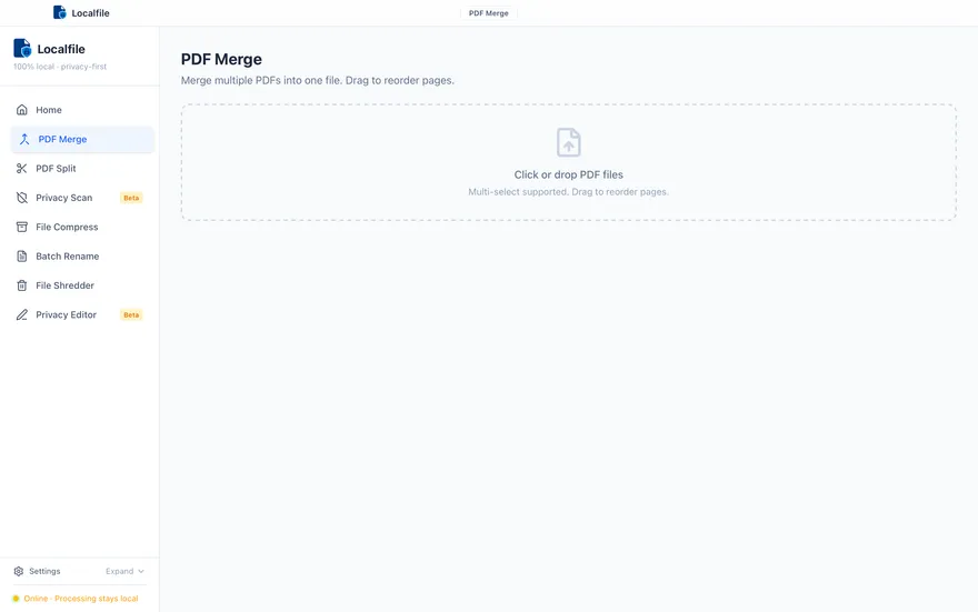 Localfile PDF Merge tool screenshot